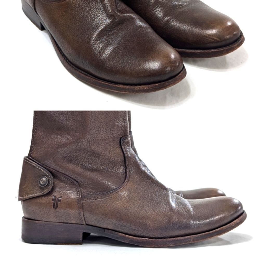 Frye Dark Brown Leather Ankle Booties